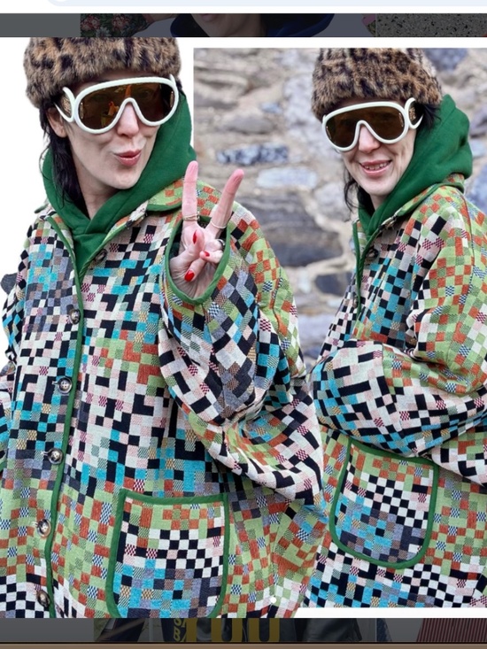 RED SKY Sought After & Sold Out Multicolour Pixel Maxi Coat - fits up to size 22 - Picture 3 of 16